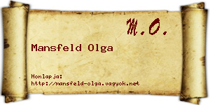 Mansfeld Olga névjegykártya